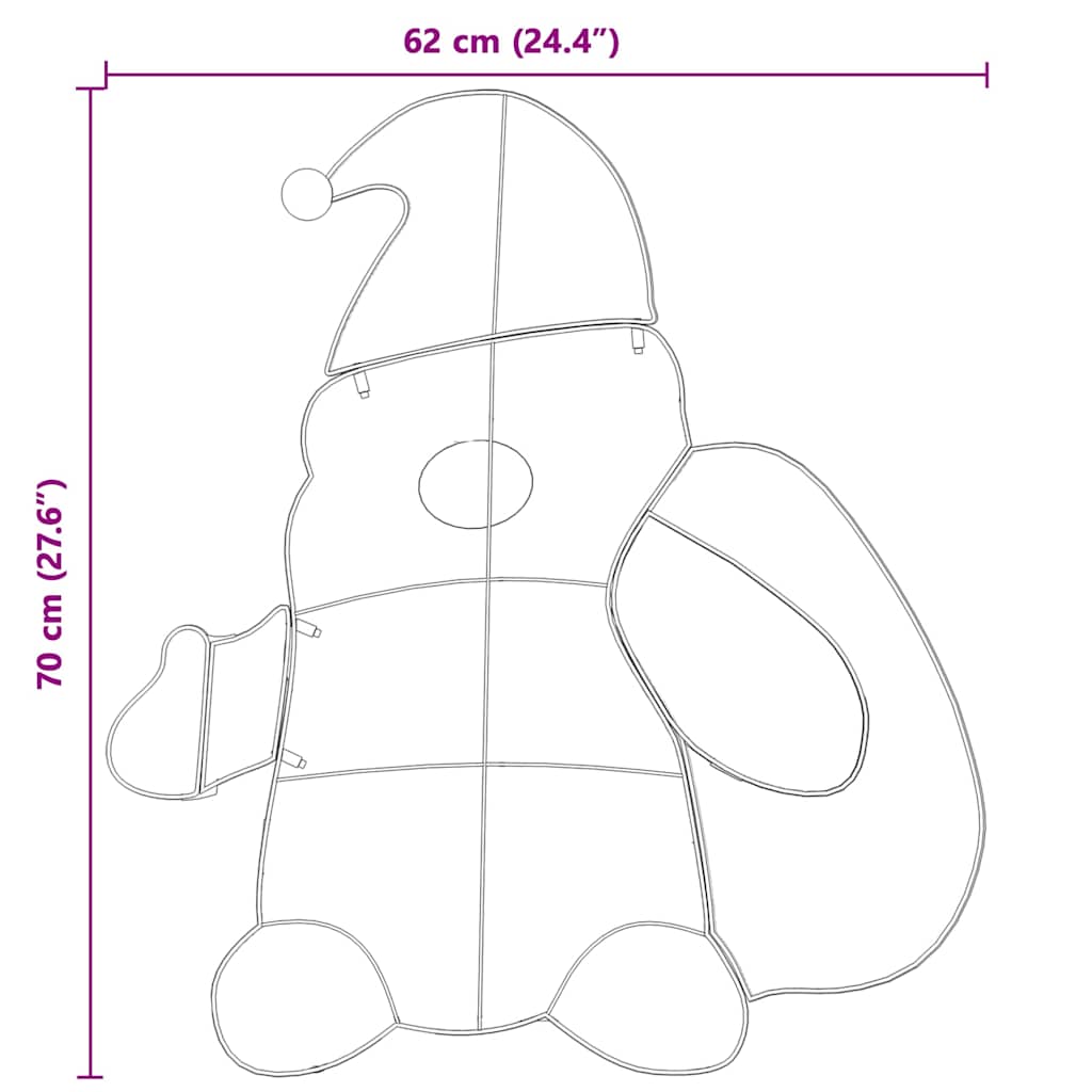 Belyst Julenisse Med 60 Led Varmhvit 62 X 70 Cm Glitterstoff