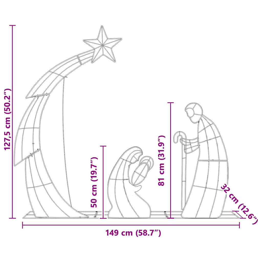 Julekrippe Scene Varmhvit 149 X32 X 127.5 Cm Polyester