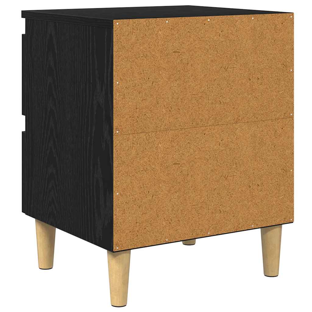 Sengeskap Med Skuff Svart Eik 40 X 35 X 50 Cm Konstruert Tre