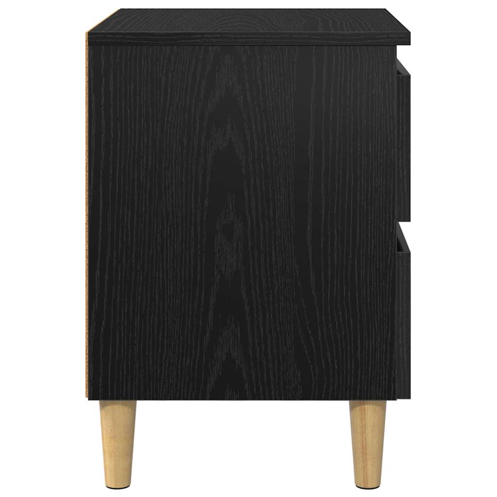 Sengeskap Med Skuff Svart Eik 40 X 35 X 50 Cm Konstruert Tre