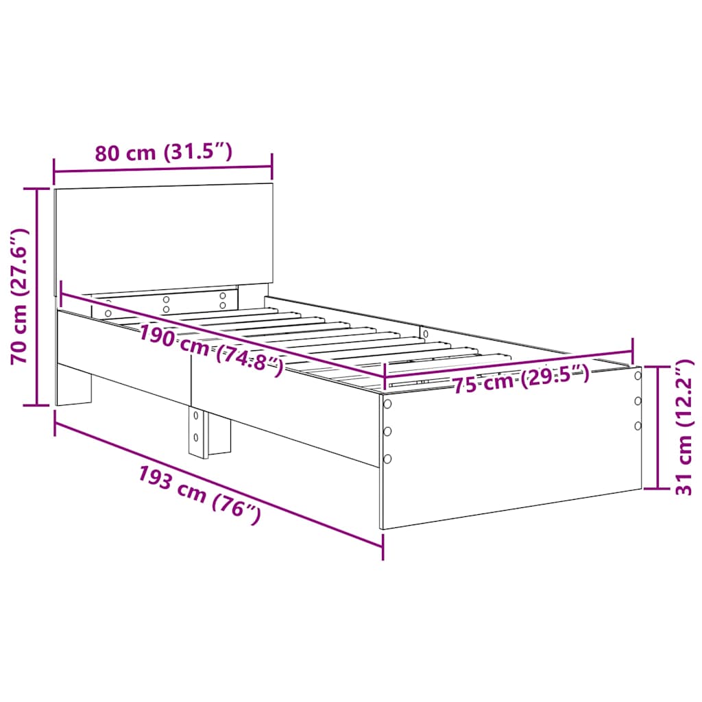 Sengestamme Artisan Eik 75 X 190 Cm Konstruert Tre