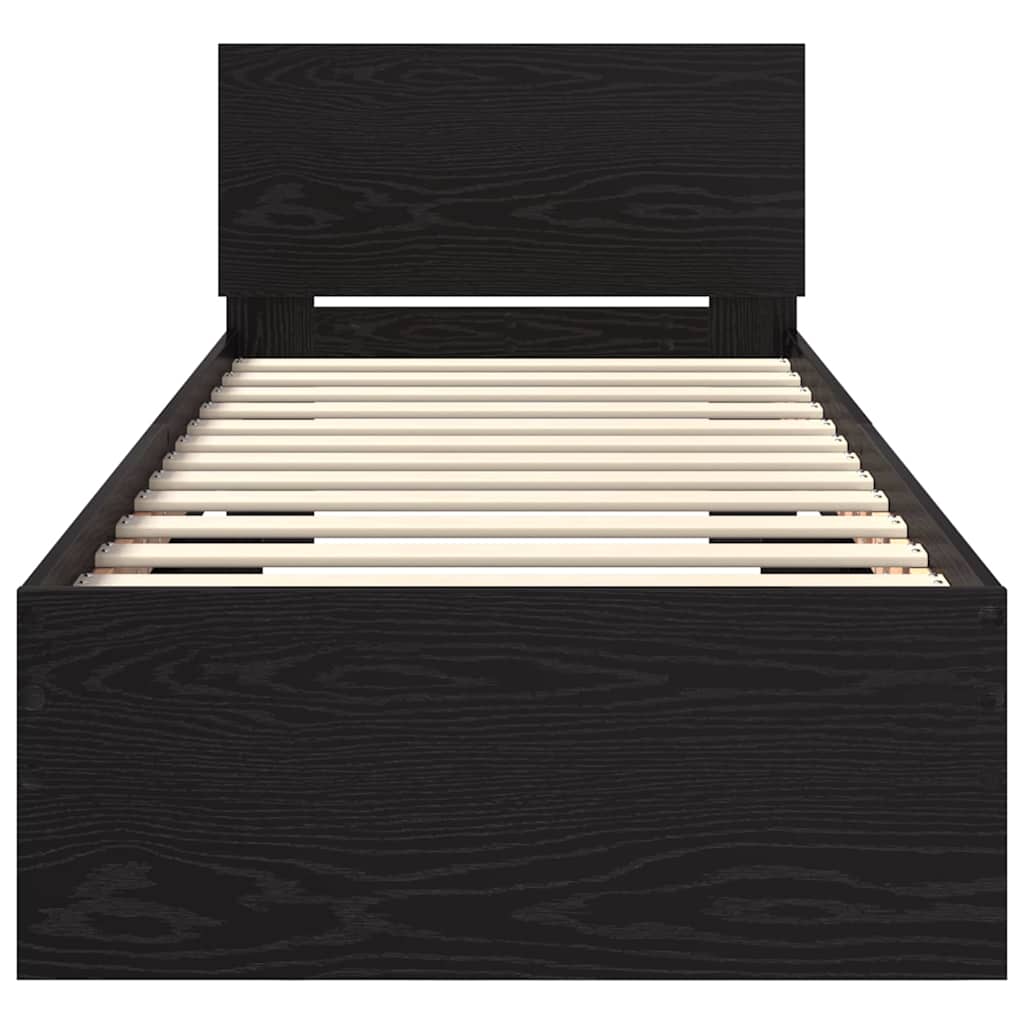 Sengestamme Med Hodegjerde Svart Eik 75 X 190 Cm Konstruert Tre