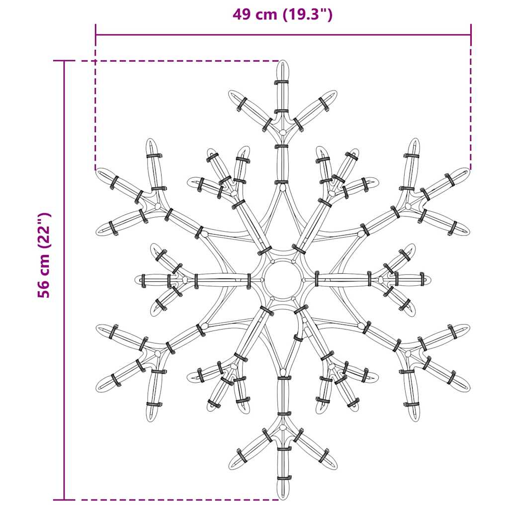 Jule Snøfnugg Med 180 Led Varmhvit 56 X 49 X 0.7 Cm Pvc