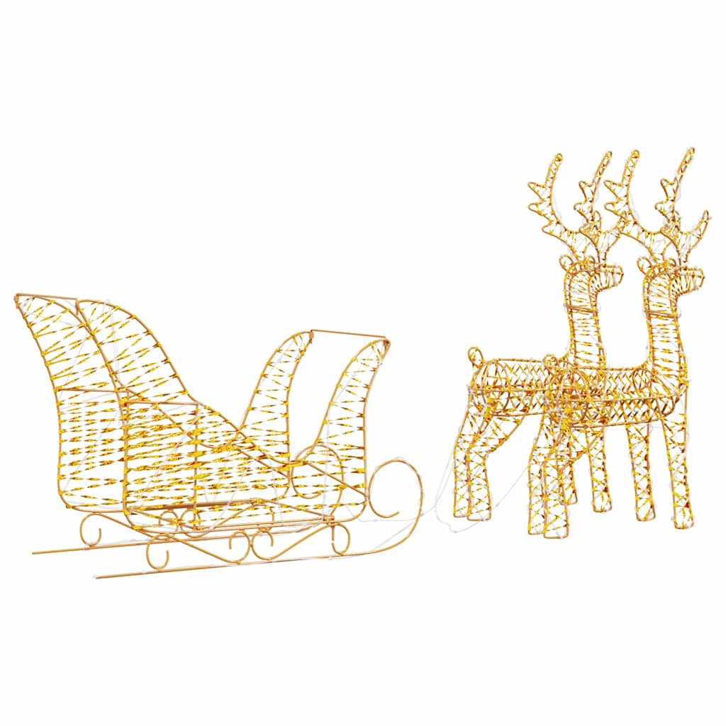 Reinsdyr Trekke Slede Med 160 Led Varmhvit 30 X 12 X 55 Cm Pet