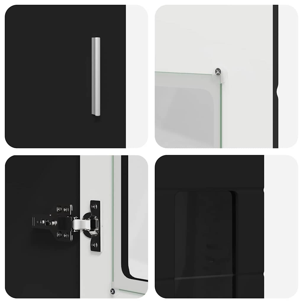 Høyskap Med Hylle Med Dør Svart 60 X 35 X 182 Cm Konstruert Tre