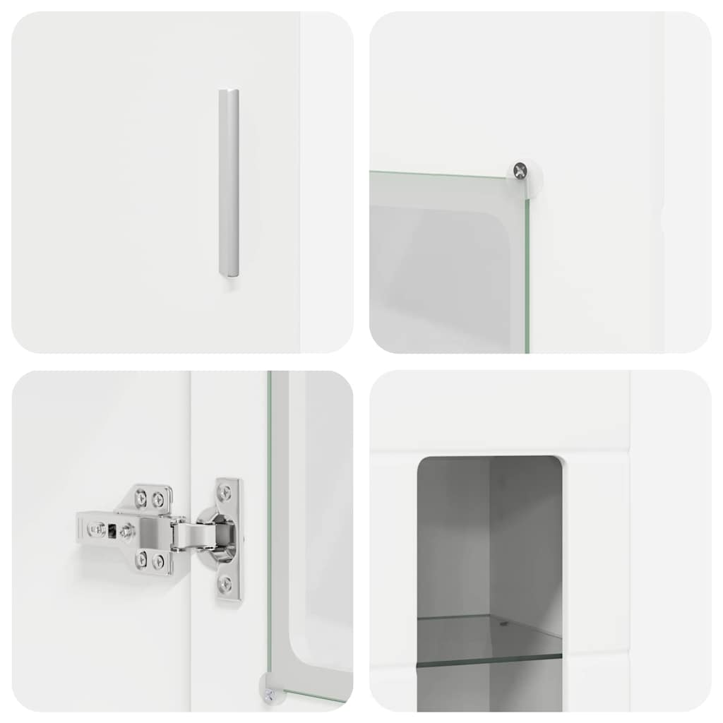 Høyskap Med Hylle Med Dør Hvit 60 X 35 X 182 Cm Konstruert Tre