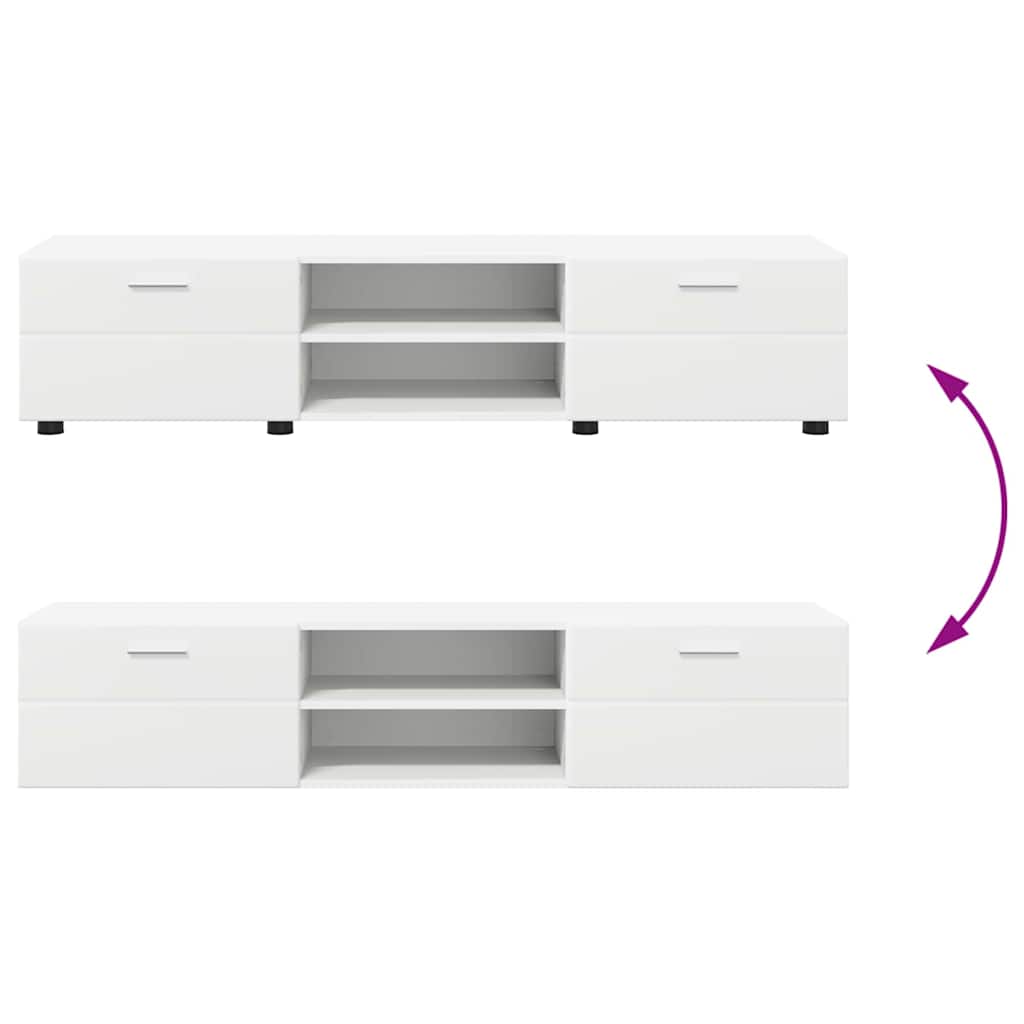 Tv-Benksett Med Skuff Med Hylle Veggmontert Hvit Konstruert Tre