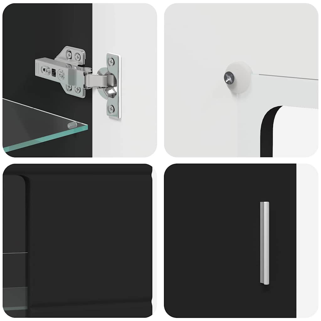 Tv-Benksett Med Skuff Med Hylle Med Dør Svart Konstruert Tre