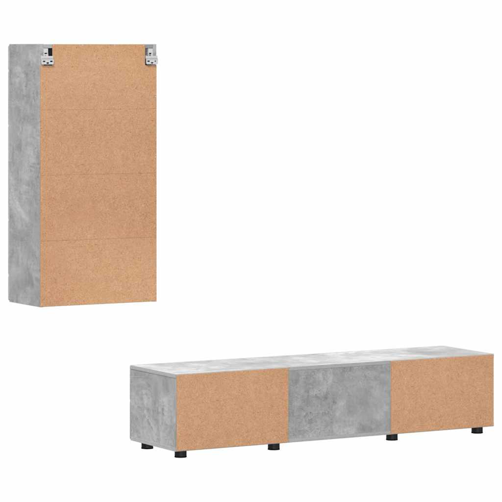 Tv-Benksett Med Skuff Med Hylle Betonggrå Konstruert Tre