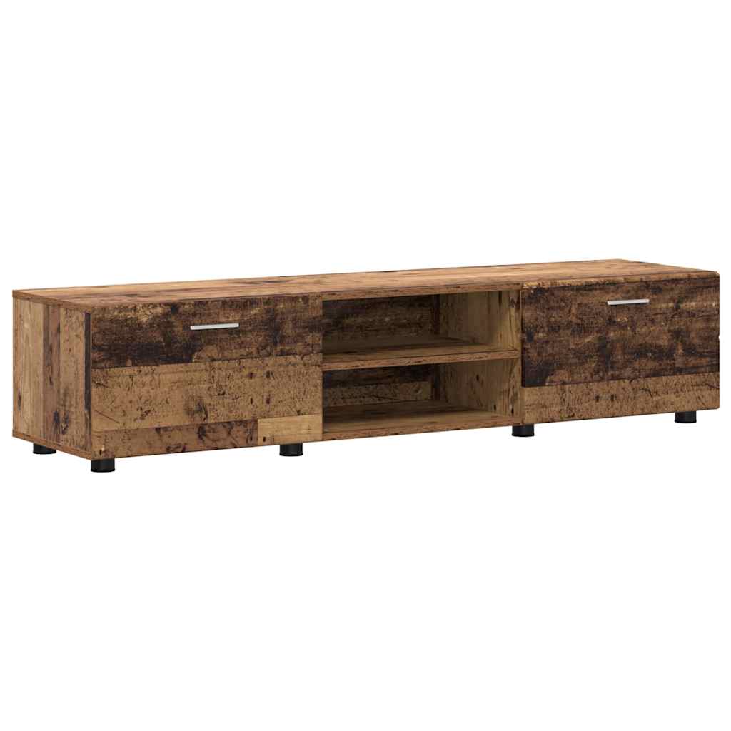 Tv-Benksett Med Skuff Med Hylle Gammelt Tre Konstruert Tre