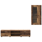 Tv-Benksett Med Skuff Med Hylle Gammelt Tre Konstruert Tre