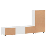 Tv-Benksett Med Skuff Med Hylle Høyglanset Hvit Konstruert Tre