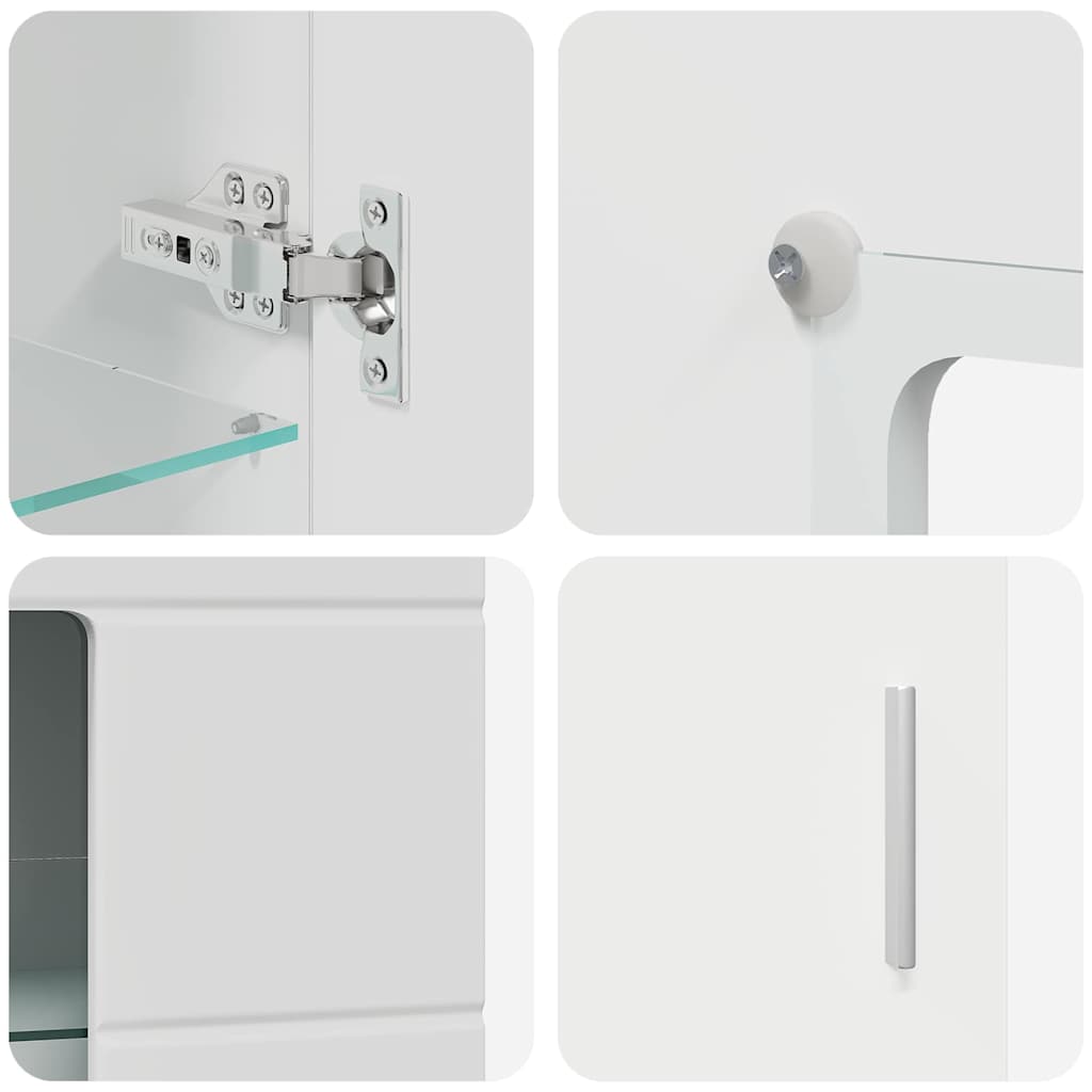 Tv-Benksett Med Skuff Med Hylle Veggmontert Hvit Konstruert Tre