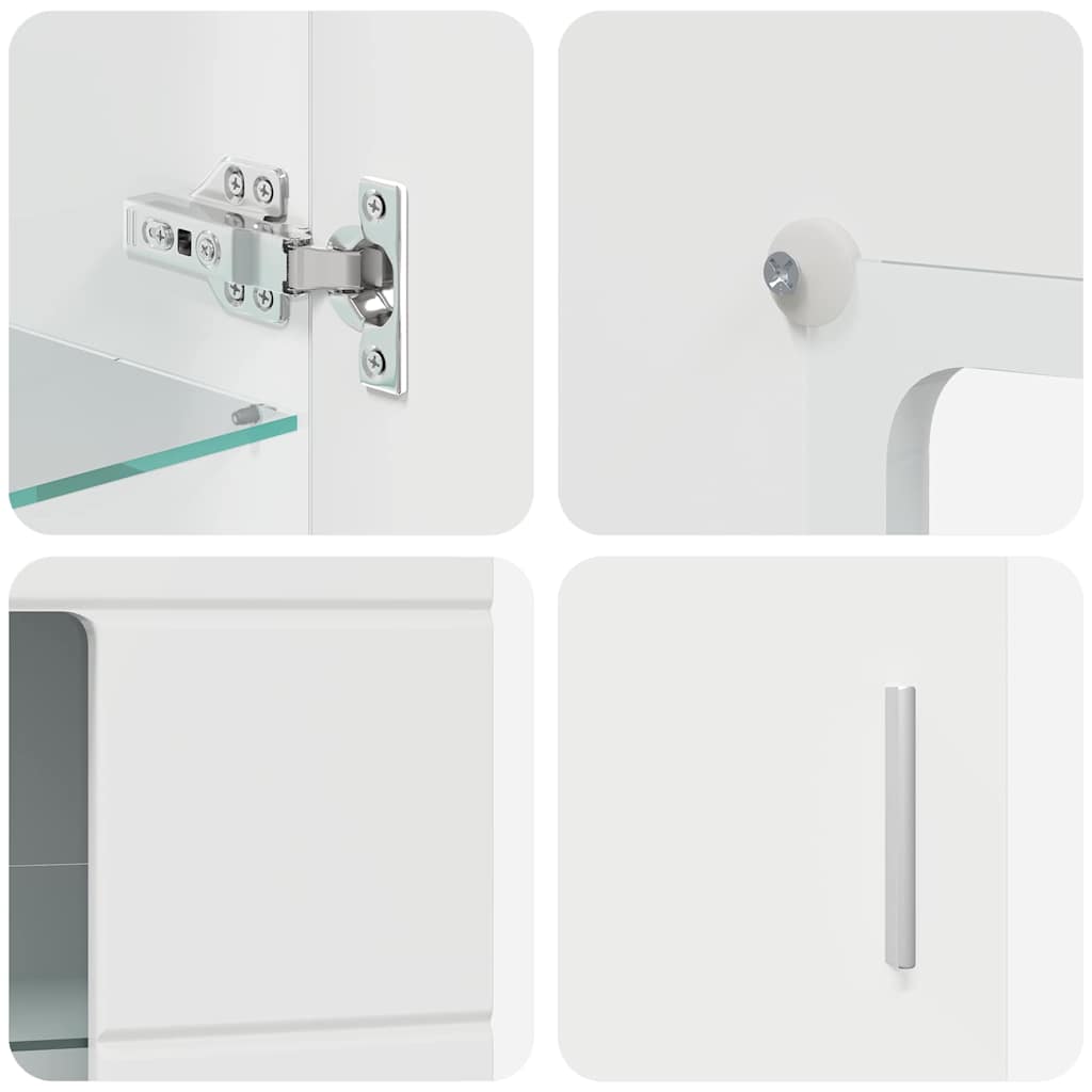 Tv-Benksett Med Skuff Med Hylle Høyglanset Hvit Konstruert Tre