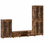 Tv-Benksett Med Skuff Med Hylle Med Dør Røkt Eik Konstruert Tre