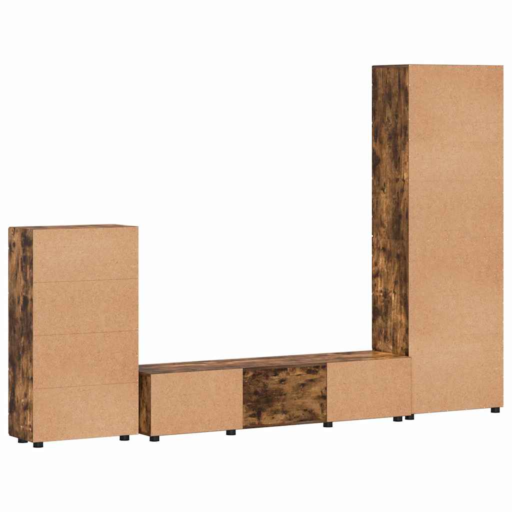 Tv-Benksett Med Skuff Med Hylle Med Dør Røkt Eik Konstruert Tre