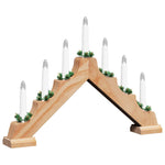 Juledlysbro Med 7 Led 3 Pcs Brun 39,5 X 5 X 29 Cm Massiv Furu