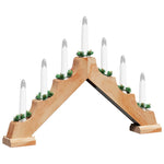 Juledlysbro Med 7 Led 3 Pcs Brun 39,5 X 5 X 29 Cm Massiv Furu