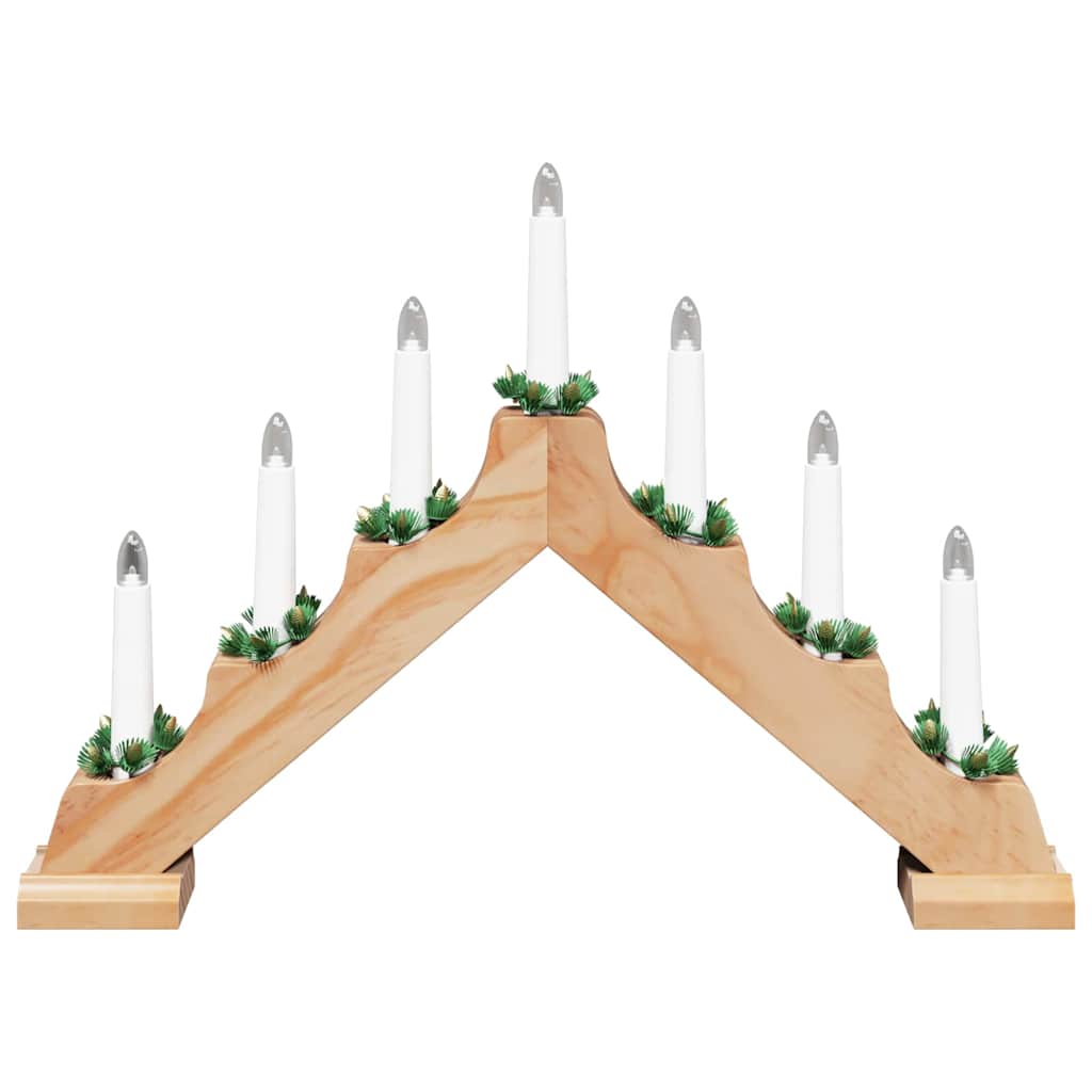 Juledlysbro Med 7 Led 3 Pcs Brun 39,5 X 5 X 29 Cm Massiv Furu