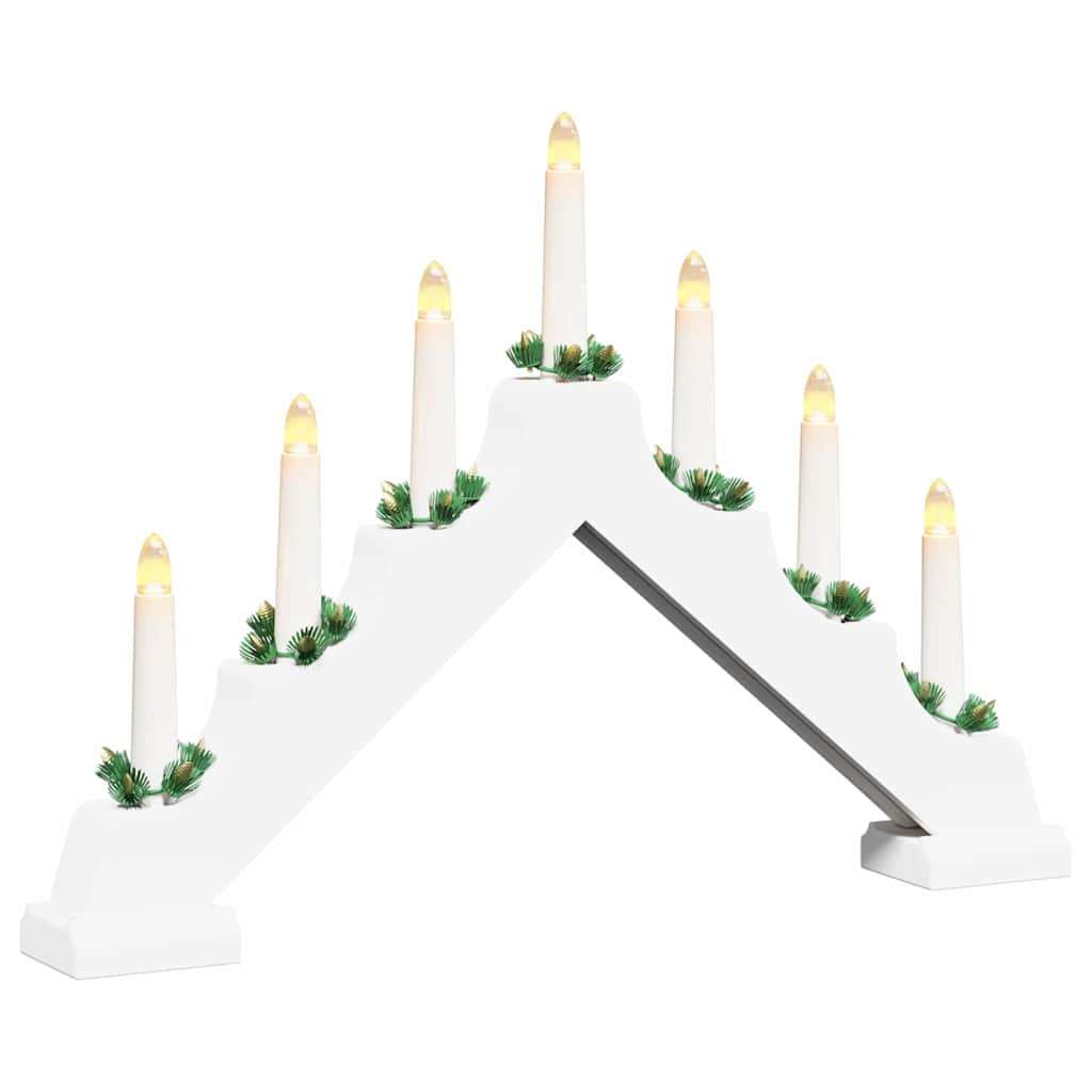 Juledlysbro Med 7 Led 3 Pcs Hvit 39,5 X 5 X 29 Cm Massiv Furu