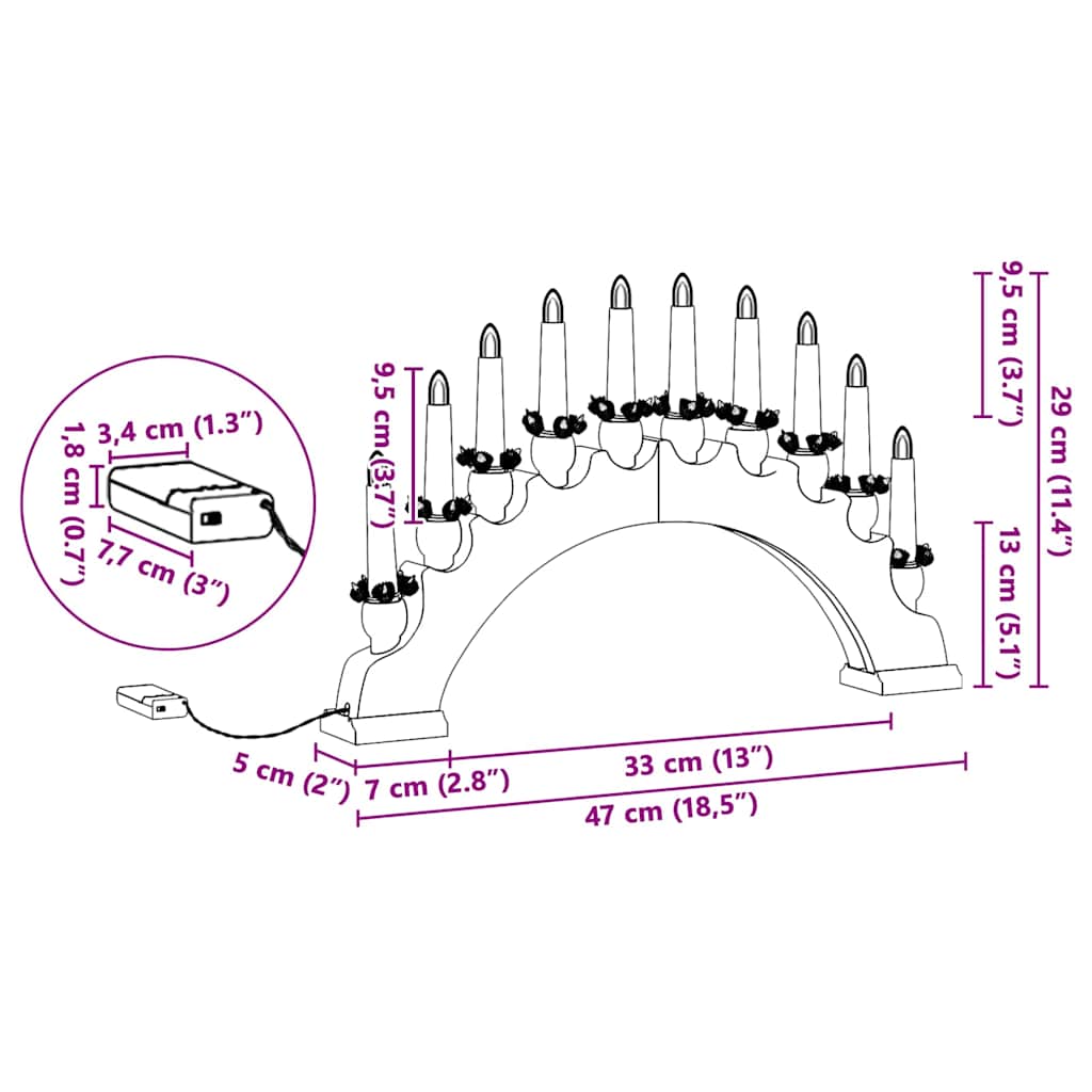 Julelys Bue Med 10 Led Lys Rød 47 X 5 X 29 Cm Heltre Furu