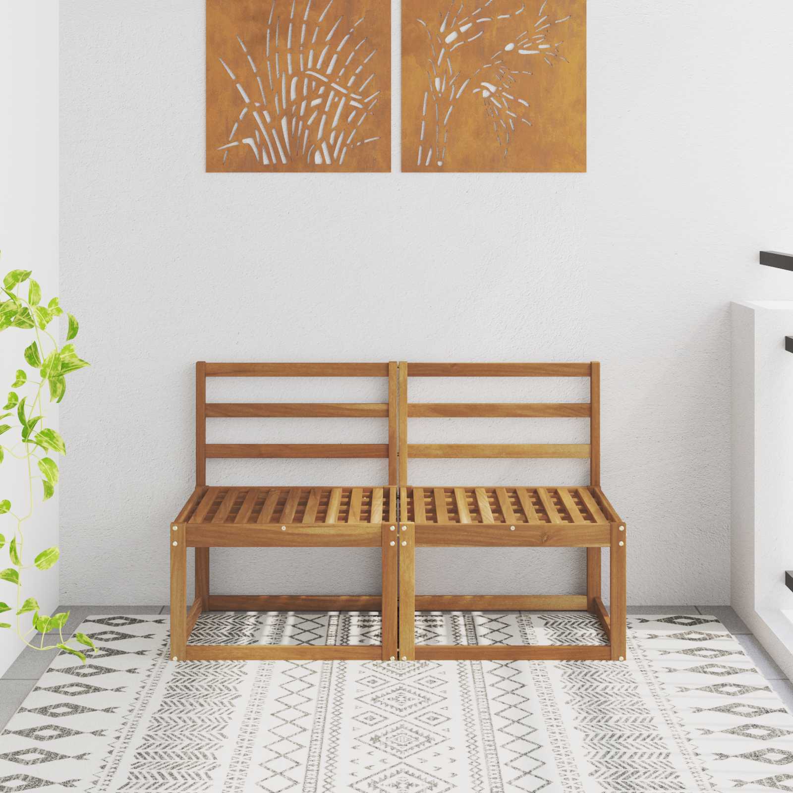 2 Stk Ute Midt Sofa Solid Akasietre Naturlig 118 X 63 X 73 Cm