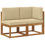Utendørs Midtbord Og Hjørnesofa 2 Stk Naturlig Og Beige