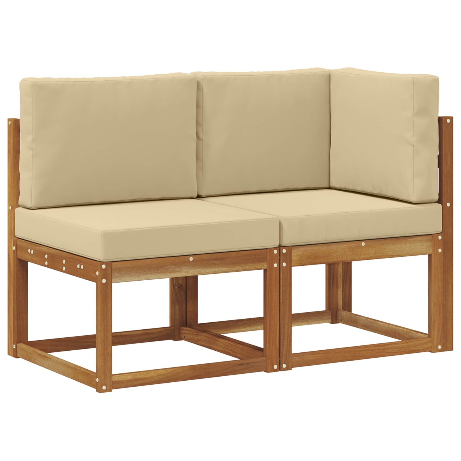 Utendørs Midtbord Og Hjørnesofa 2 Stk Naturlig Og Beige