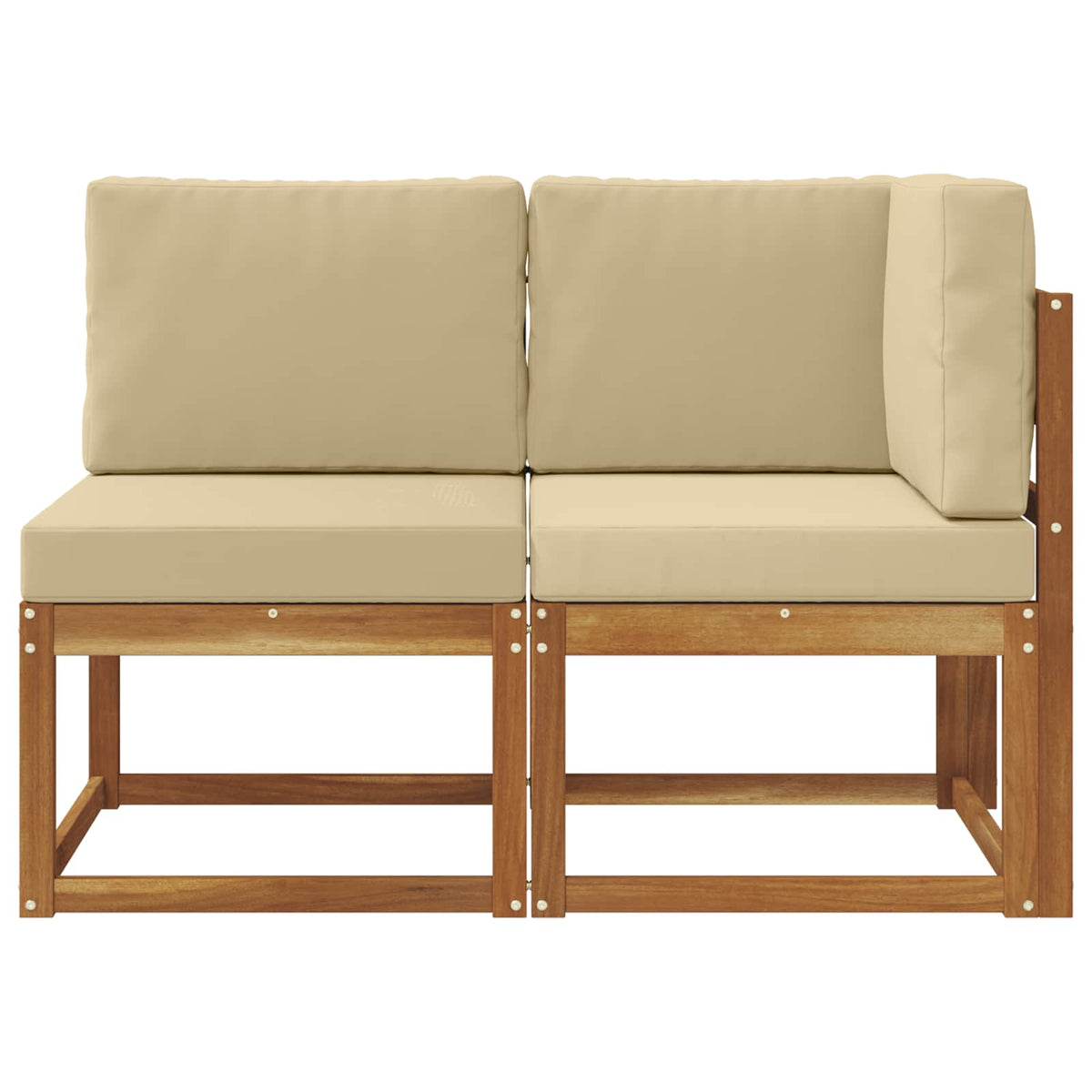 Utendørs Midtbord Og Hjørnesofa 2 Stk Naturlig Og Beige