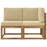 Utendørs Midtbord Og Hjørnesofa 2 Stk Naturlig Og Beige