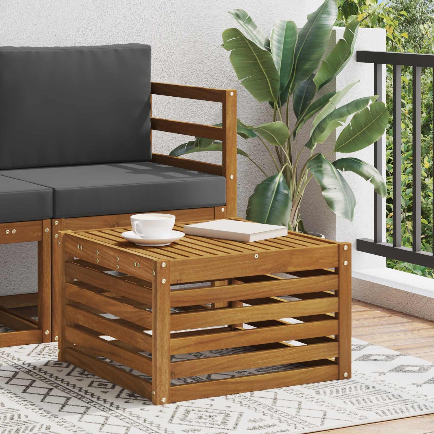 Utebord Solid Akasietre Naturlig 59 X 59 X 37 Cm