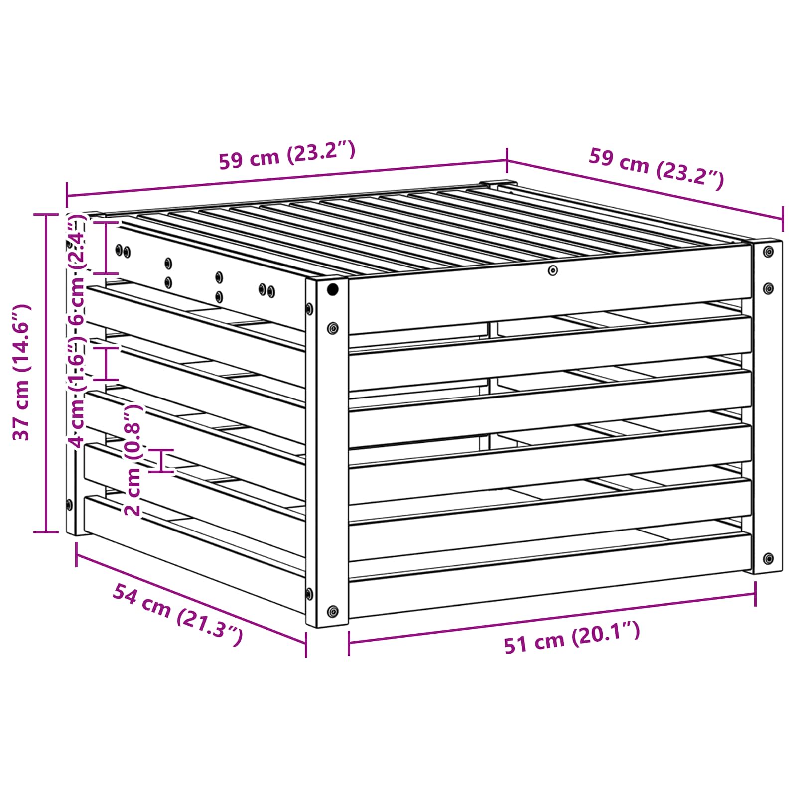 Utebord Solid Akasietre Naturlig 59 X 59 X 37 Cm