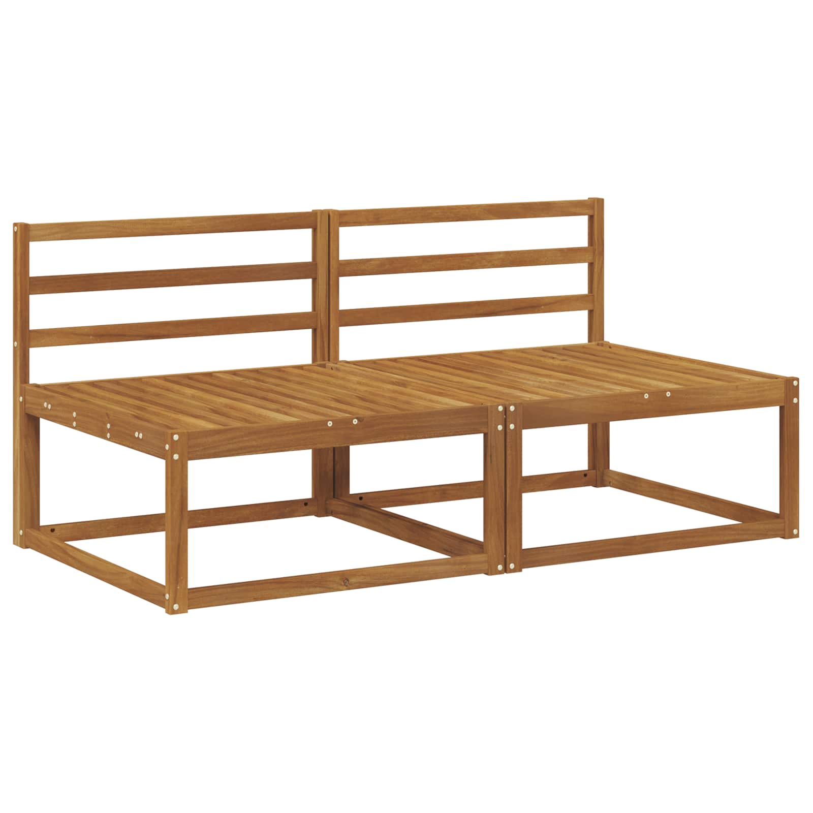 2 Stk Ute Midt Sofa Solid Akasietre Naturlig 158 X 83 X 73 Cm