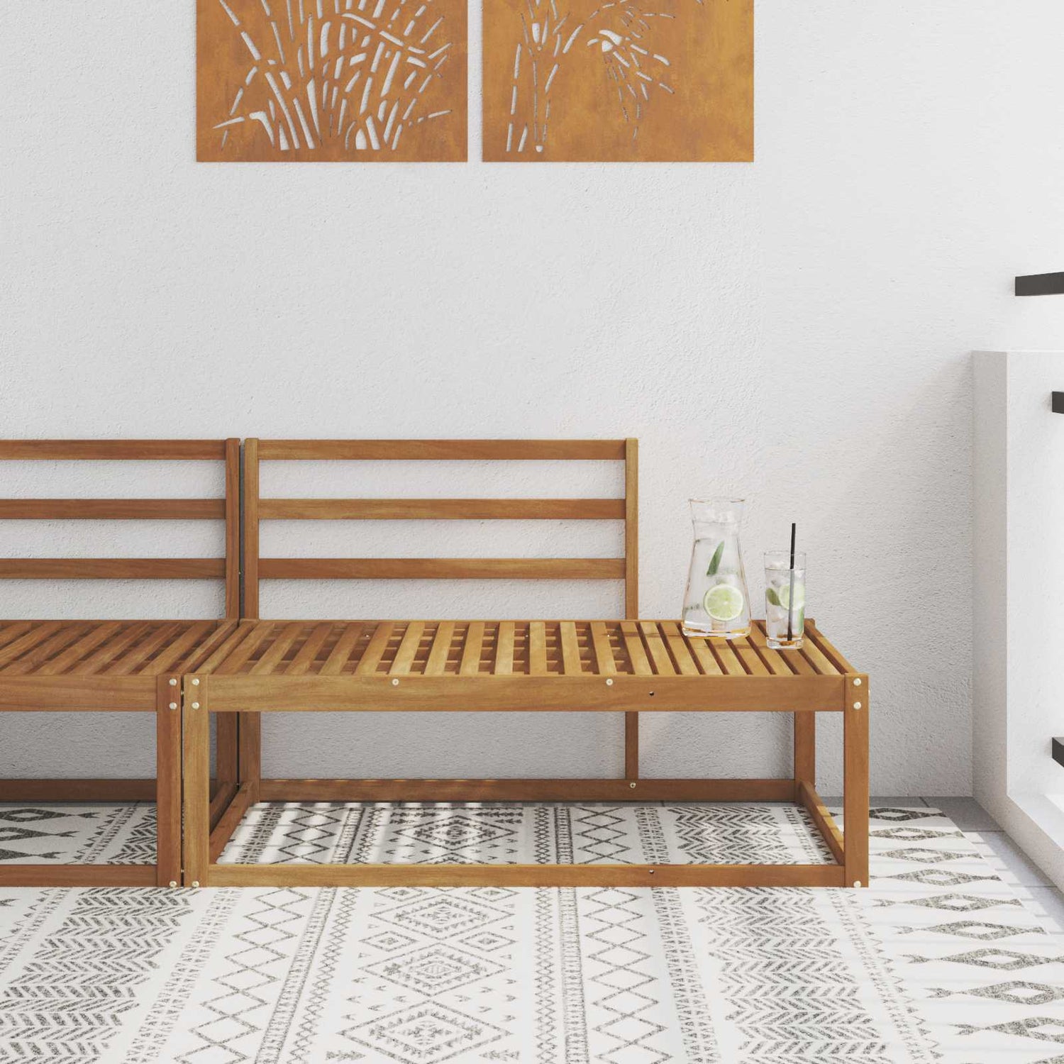 Utendørs End Sofa Naturlig 115 X 83 X 73 Cm Solid Akasietre