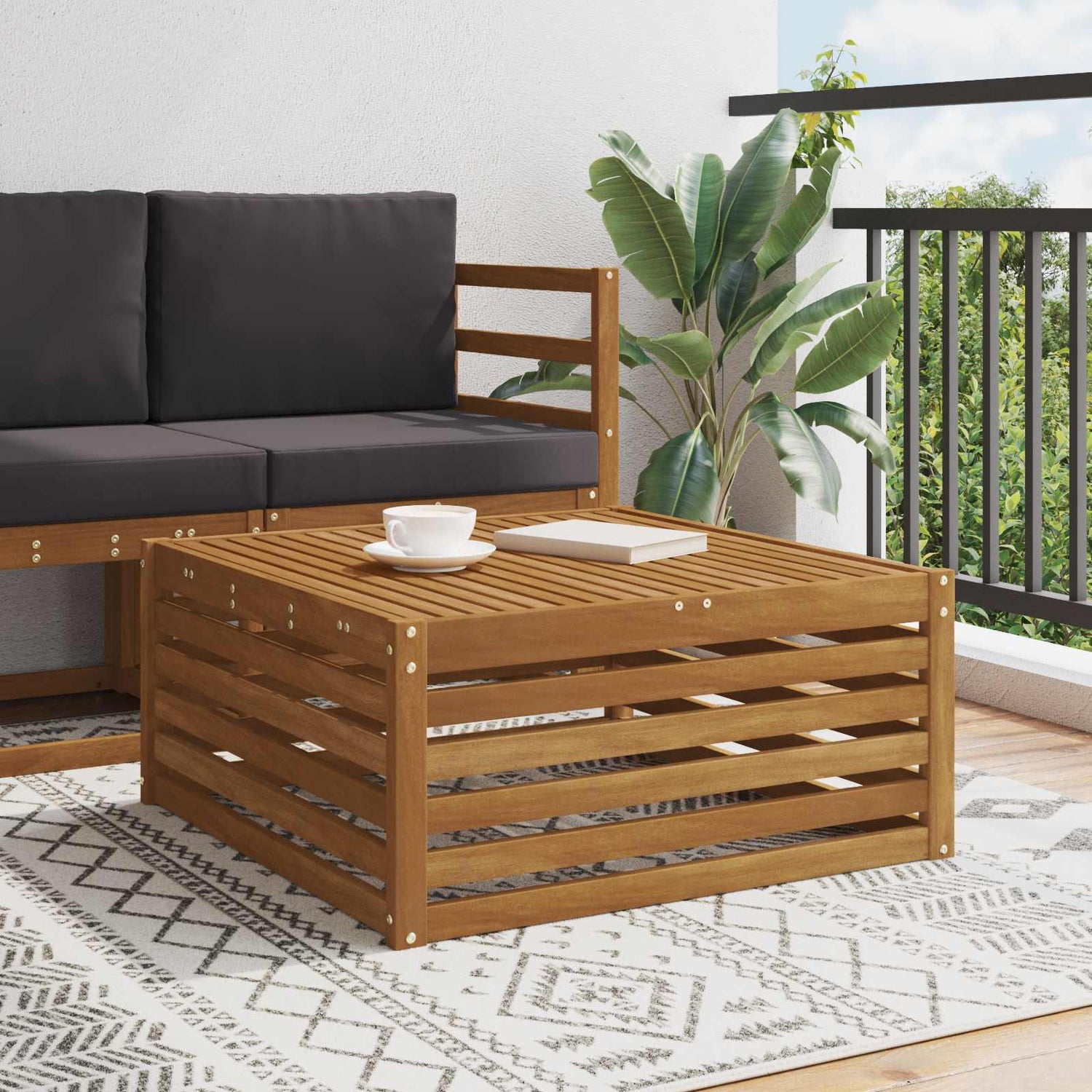 Utebord Solid Akasietre Naturlig 79 X 79 X 37 Cm