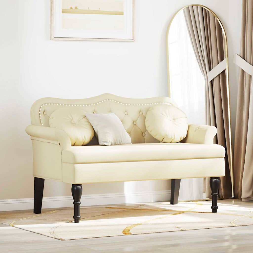 Chesterfield Benk Med Pute Krem 120,5 X 65 X 75 Cm Kunstlær