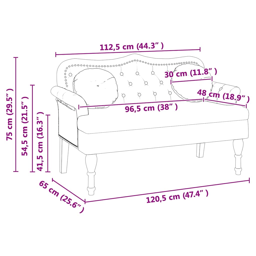 Chesterfield Benk Med Pute Krem 120,5 X 65 X 75 Cm Kunstlær
