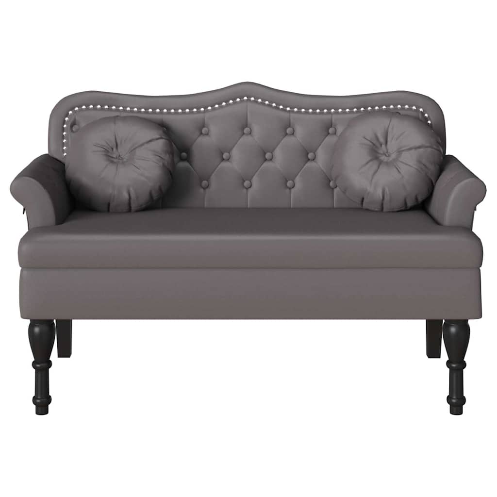 Chesterfield Benk Med Pute Grå 120,5 X 65 X 75 Cm Kunstlær
