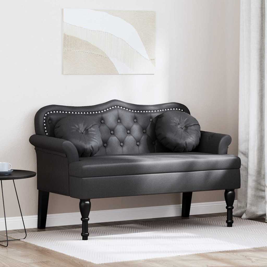 Chesterfield Benk Med Pute Svart 120,5 X 65 X 75 Cm Kunstlær