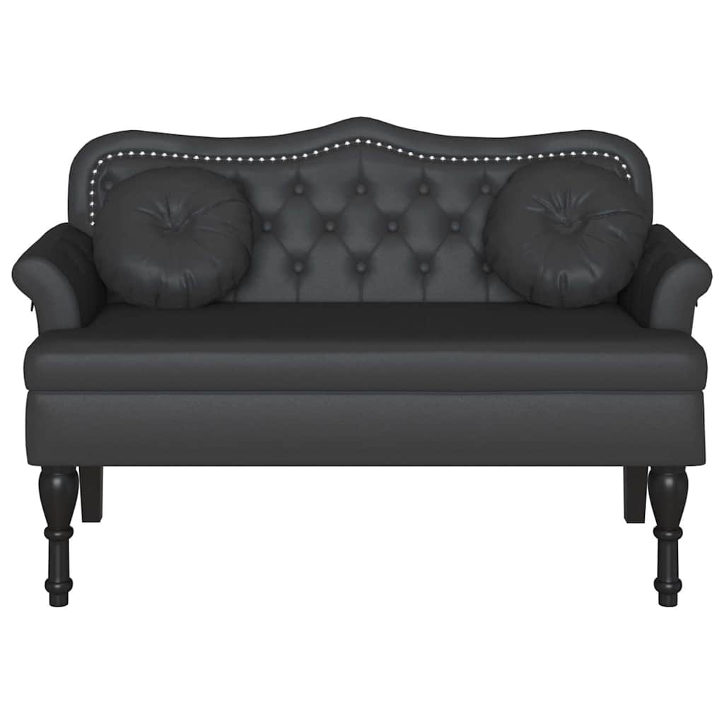 Chesterfield Benk Med Pute Svart 120,5 X 65 X 75 Cm Kunstlær