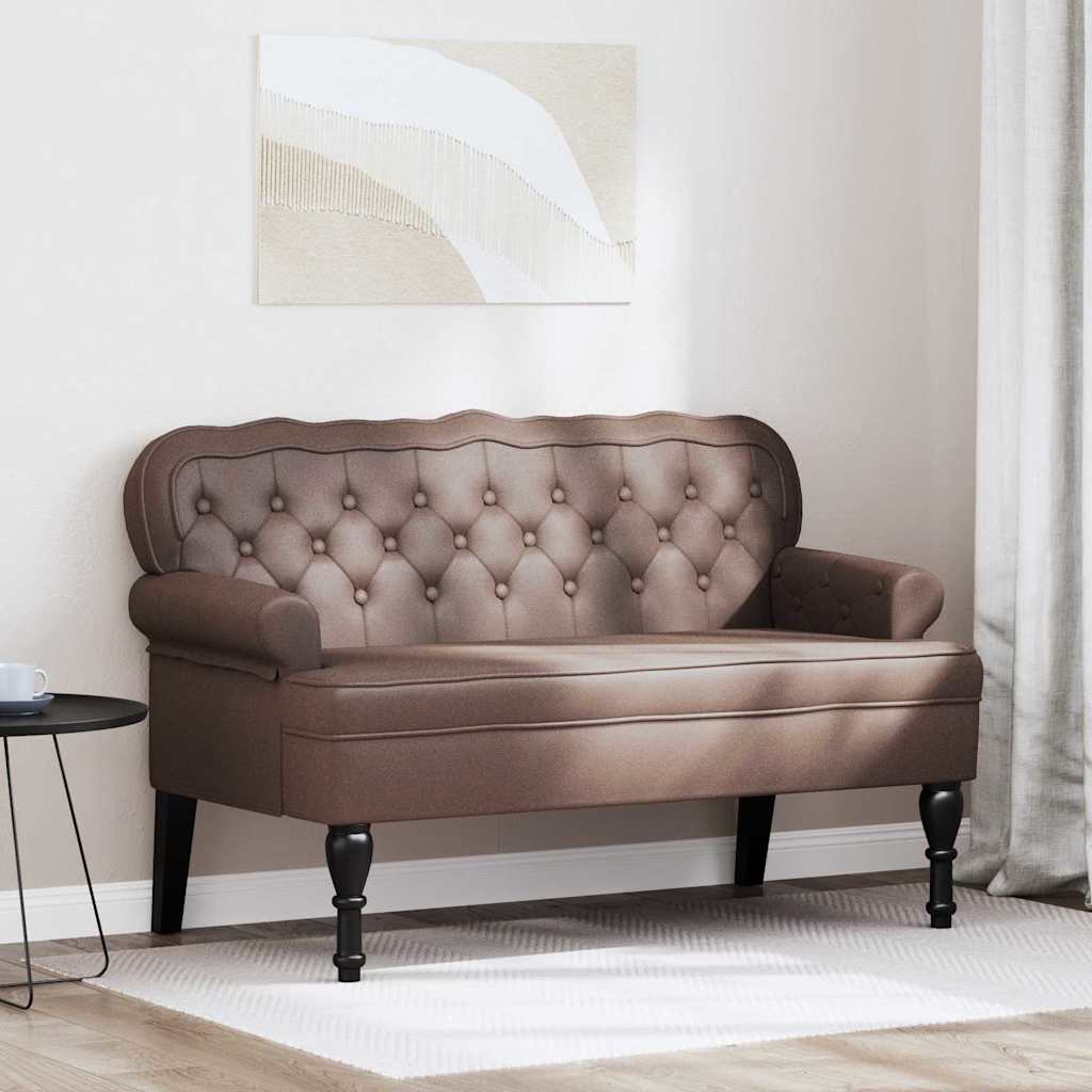 Chesterfield Benk Brun 119.5 X 64.5 X 75 Cm Kunstlær