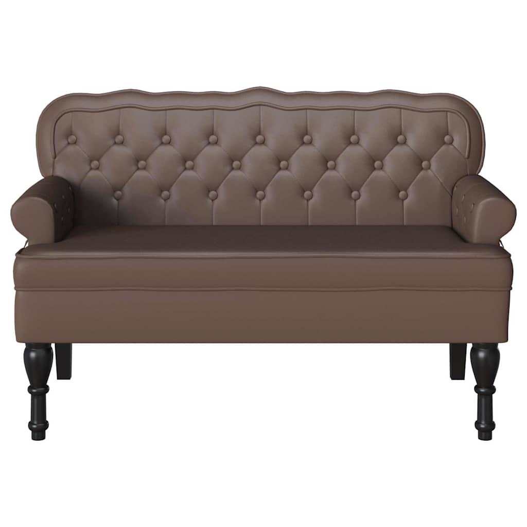 Chesterfield Benk Brun 119.5 X 64.5 X 75 Cm Kunstlær