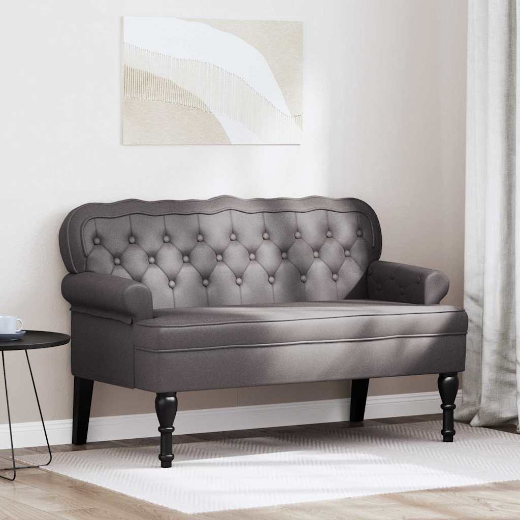 Chesterfield Benk Grå 119.5 X 64.5 X 75 Cm Kunstlær
