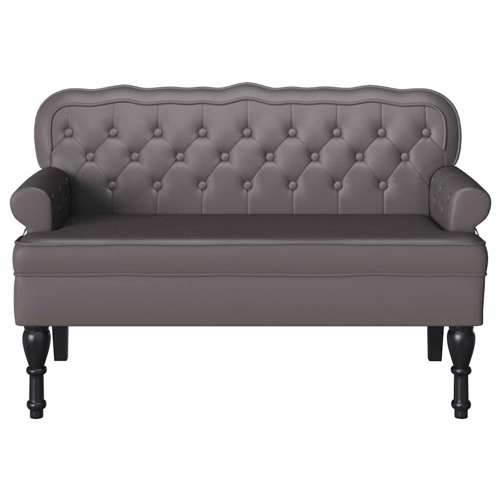 Chesterfield Benk Grå 119.5 X 64.5 X 75 Cm Kunstlær