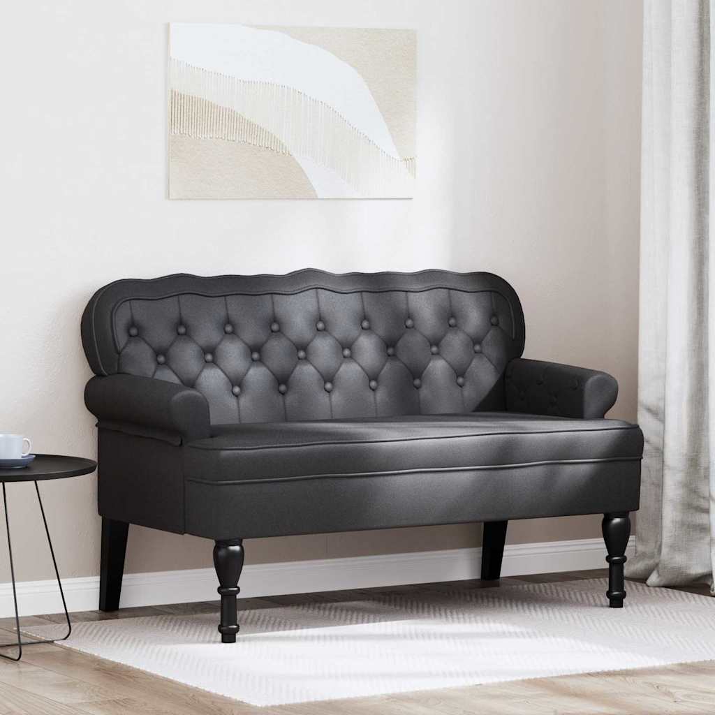 Chesterfield Benk Svart 119.5 X 64.5 X 75 Cm Kunstlær