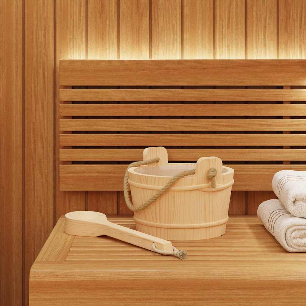 Sauna Bøtte 2 Pcs Brun Massiv Furutre Og Hamp