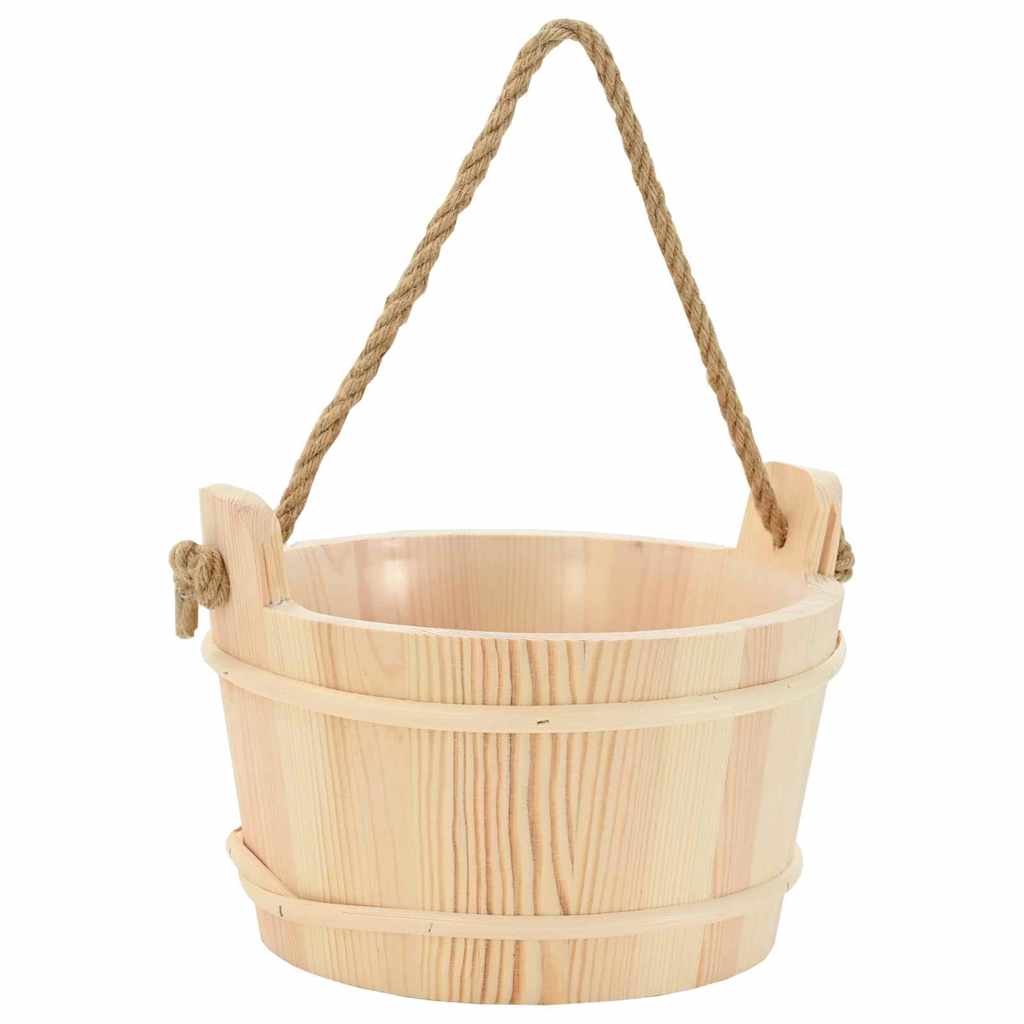 Sauna Bøtte 2 Pcs Brun Massiv Furutre Og Hamp