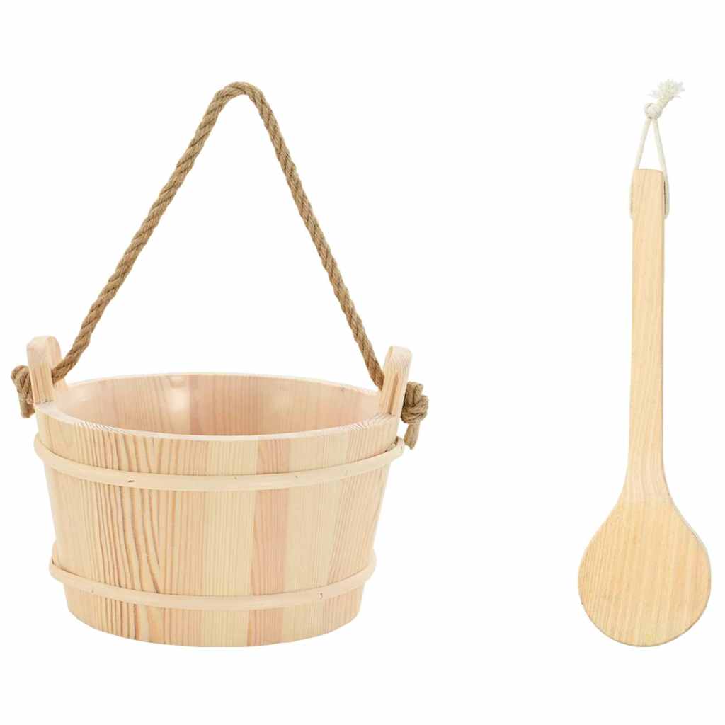 Sauna Bøtte 2 Pcs Brun Massiv Furutre Og Hamp