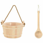 Sauna Bøtte 2 Pcs Brun Massiv Furutre Og Hamp