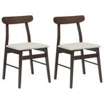 Spisestuestol 2 Pcs Mørk Brun, Lys Solid Gummitre
